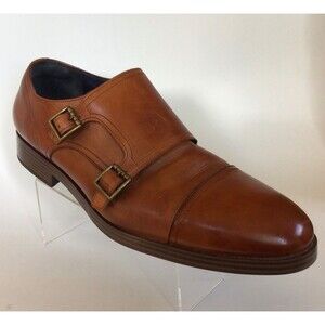 COLE HAAN Grand.OS Double Monk Strap Leather Shoes, Brown C26056 (Size 11.5 M)
